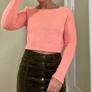 Coral crop sweater